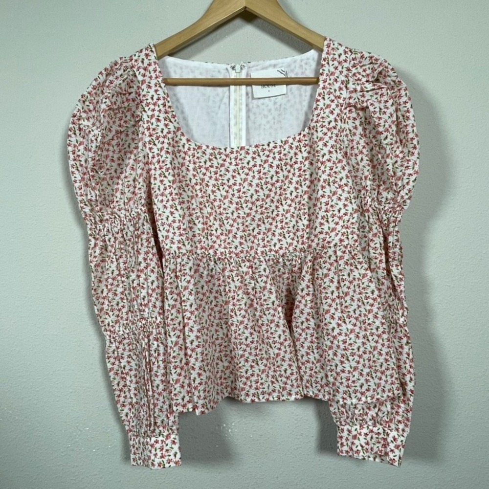Hyacinth House Clemons Tuckernuck Floral Peplum Blouse Womens S Cottagecore